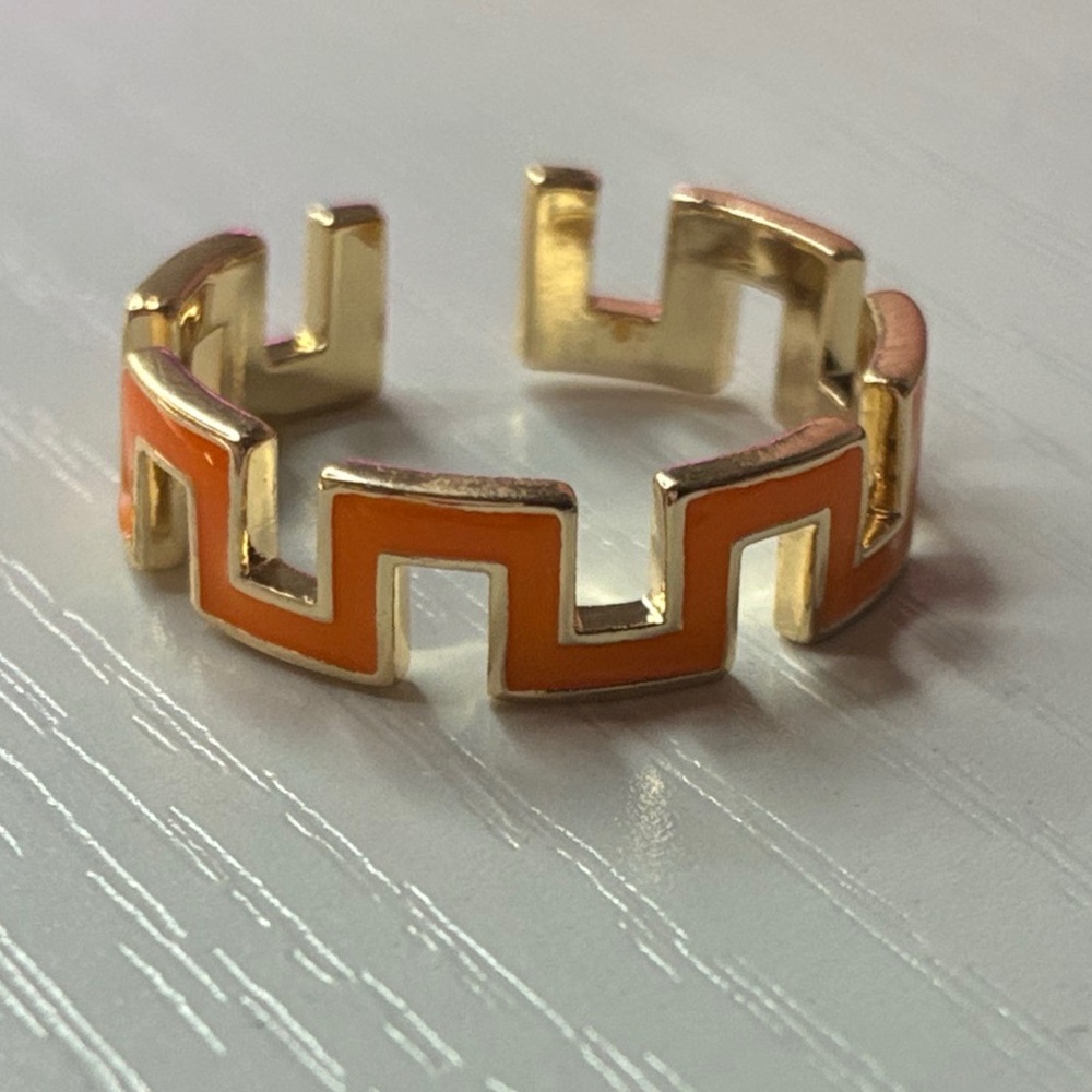 Gold and Orange Geometric plated Ring